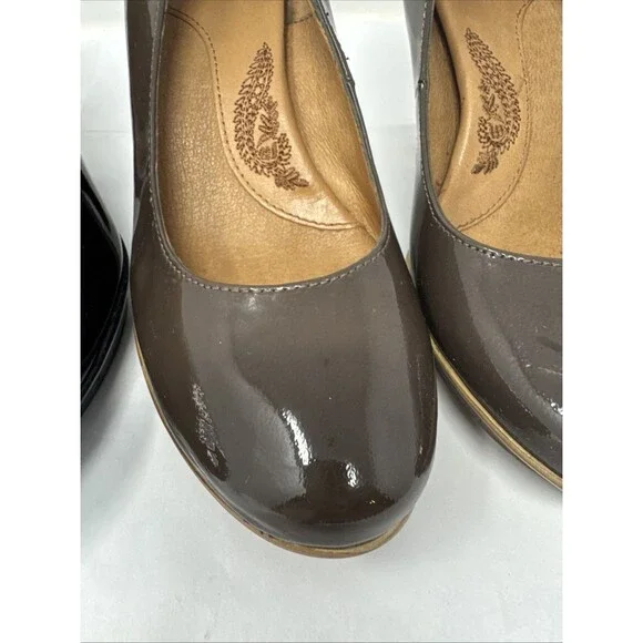 2x Sofft Lana Black & Brown Patent Leather Classic Pump Womens Size 8 M shoe - Picture 5 of 16